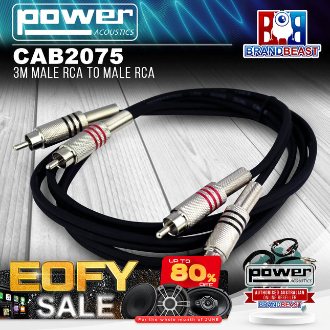 Power Acoustics CAB 2075 3m Male RCA to Male RCA