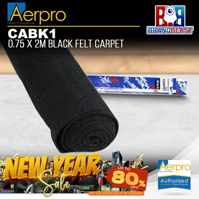 Aerpro CABK1 .75 x 2M Pro Felt Front Runner Carpet - Black