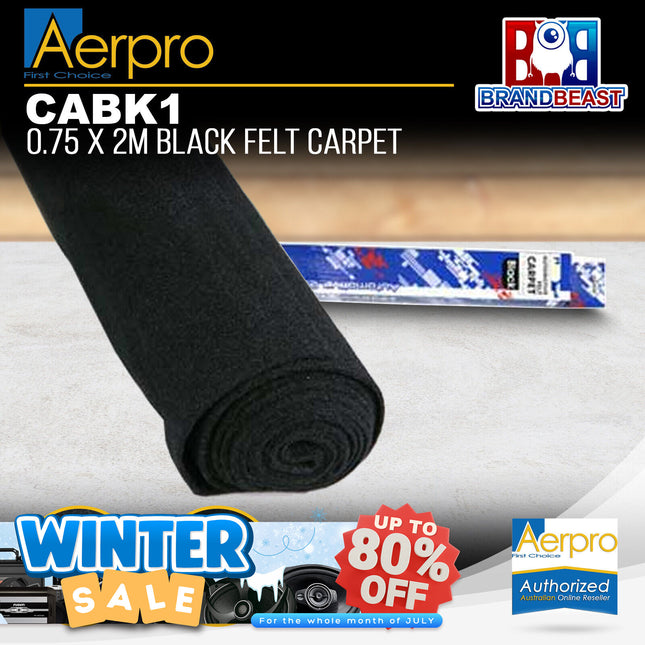 Aerpro CABK1 .75 x 2M Pro Felt Front Runner Carpet - Black