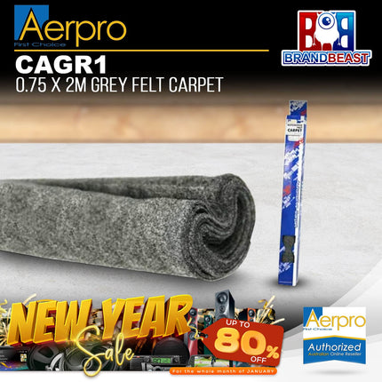 Aerpro CAGR1 .75 X 2m Grey Felt Carpet