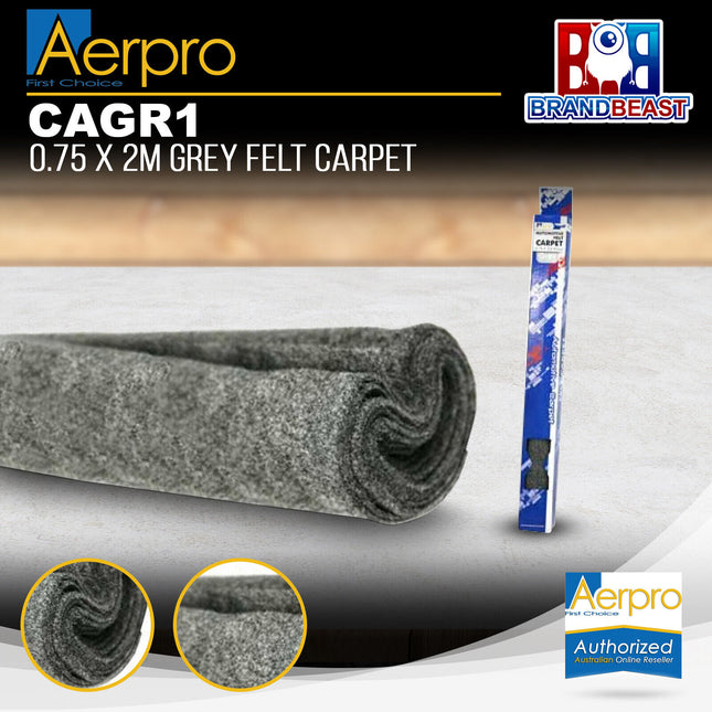 Aerpro CAGR1 .75 X 2m Grey Felt Carpet