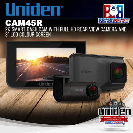 Uniden CAM45R 2K Smart Dash Cam with FULL HD Rear View Camera and 3‚Äù LCD Colour Screen