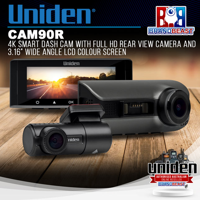 Uniden CAM90R 4K Smart Dash Cam with FULL HD Rear View Camera and 3.16‚Äù Wide Angle LCD Colour Screen