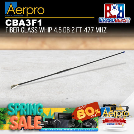 Aerpro CBA3F1 4.5dBi 477MHz 650mm Fibreglass UHF Antenna Whip