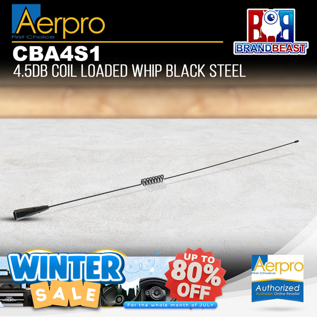 Aerpro CBA4S1 4.5dBi 477MHz 670mm Black Stainless Steel UHF Antenna Whip