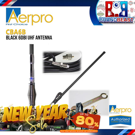 Aerpro CBA6B 6dBi 477MHz Heavy-Duty Black Radome UHF Antenna