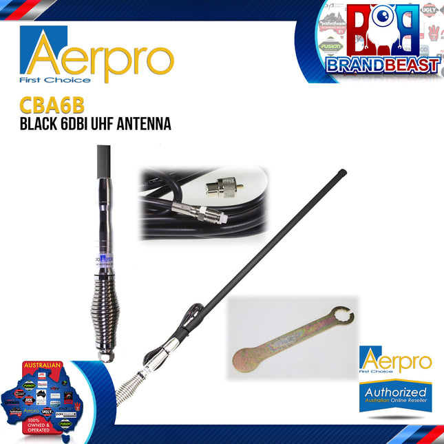 Aerpro CBA6B 6dBi 477MHz Heavy-Duty Black Radome UHF Antenna