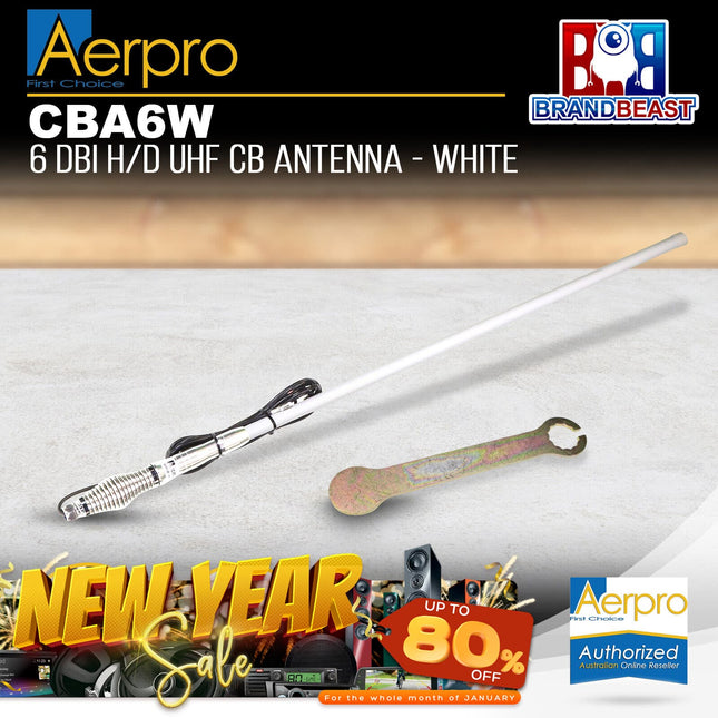 Aerpro CBA6W 6dBi 477MHz Heavy-Duty White Radome UHF Antenna