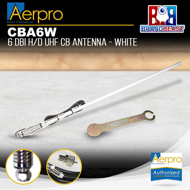 Aerpro CBA6W 6dBi 477MHz Heavy-Duty White Radome UHF Antenna