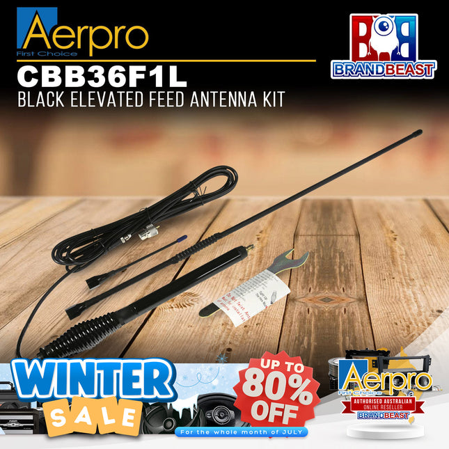 Aerpro CBB36F1L 3dBi/6dBi 477MHz Black Elevated Feed UHF Antenna Kit