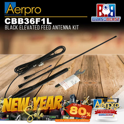 Aerpro CBB36F1L 3dBi/6dBi 477MHz Black Elevated Feed UHF Antenna Kit