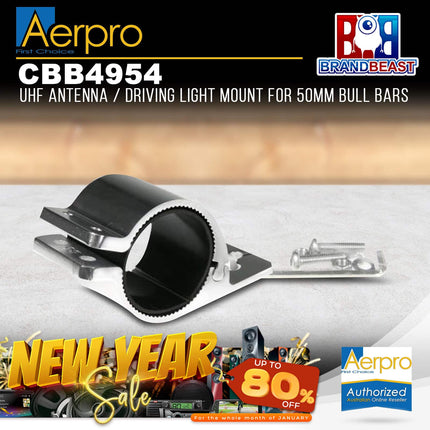 Aerpro CBB4954 50mm Aluminium Bullbar Mount UHF Antenna/Driving Light Bracket