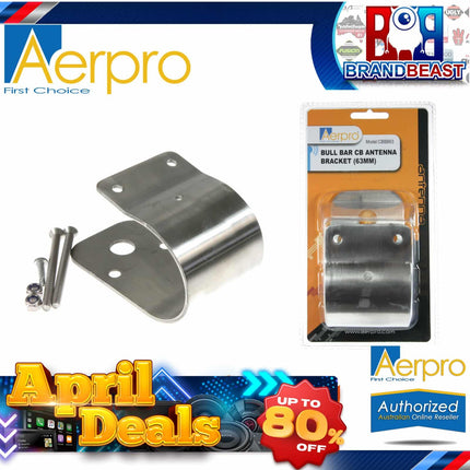 Aerpro CBBB63 Stainless Steel 63mm Wrap-Around Bullbar Mount UHF Antenna Bracket