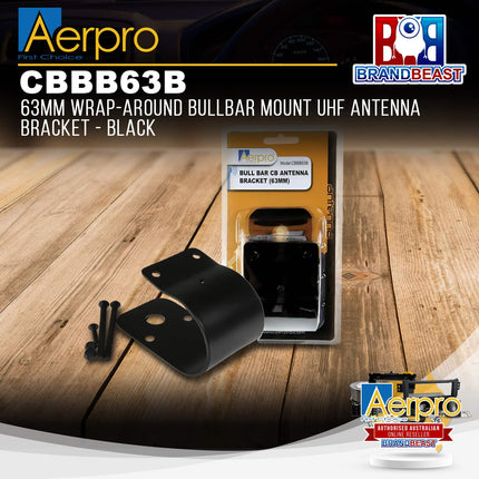 Aerpro CBBB63B 63mm Wrap-Around Bullbar Mount UHF Antenna Bracket - Black