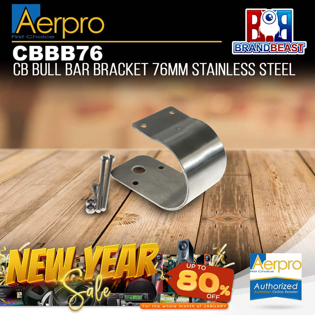 Aerpro CBBB76 76mm Stainless Steel CB Antenna Bull Bar Bracket