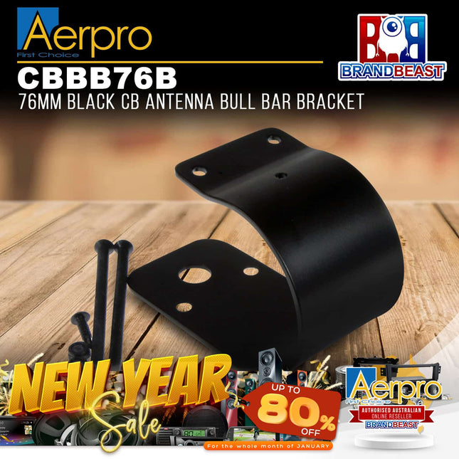 Aerpro CBBB76B 76mm Wrap-Around Bullbar Mount UHF Antenna Bracket - Black