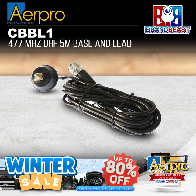 Aerpro CBBL1 5m UHF Antenna Base & Lead 477MHz PL259 Connector Attached