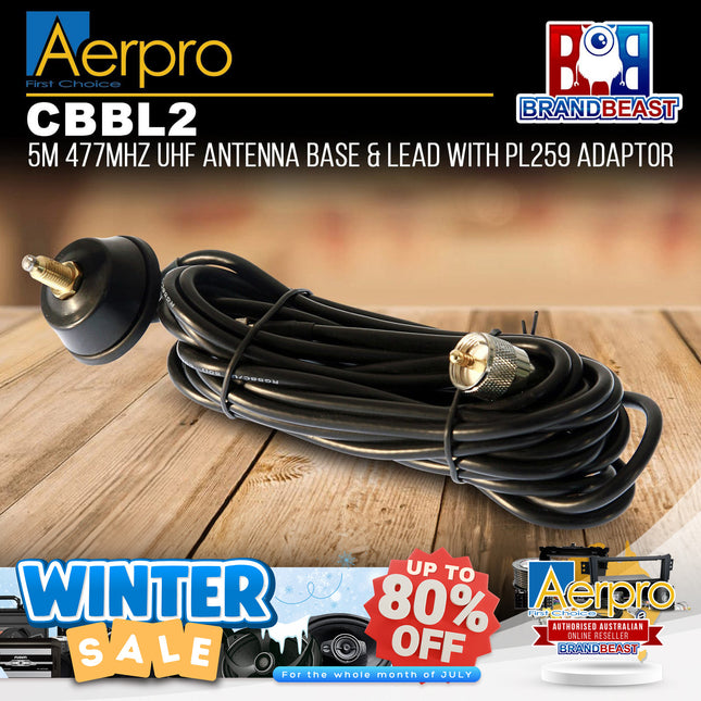 Aerpro CBBL2 5m 477MHz UHF Antenna Base & Lead with PL259 Adaptor