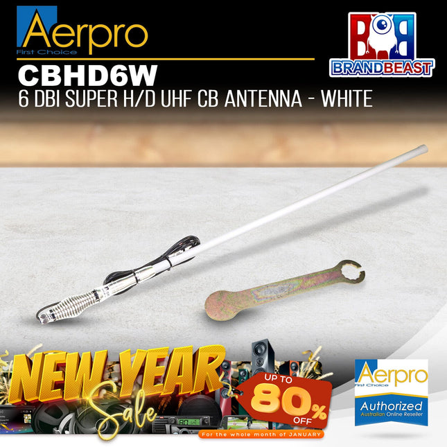 Aerpro CBHD6W 6 DBI Super H/D UHF CB Antenna White