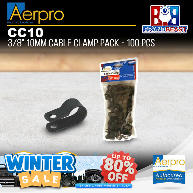 Aerpro CC10 100 PCS 3/8" 10mm Cable Clamp Pack