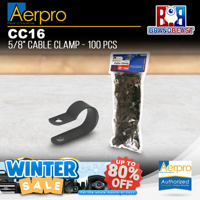 Aerpro CC16 100 PCS 5/8" 16mm Cable Clamp Pack