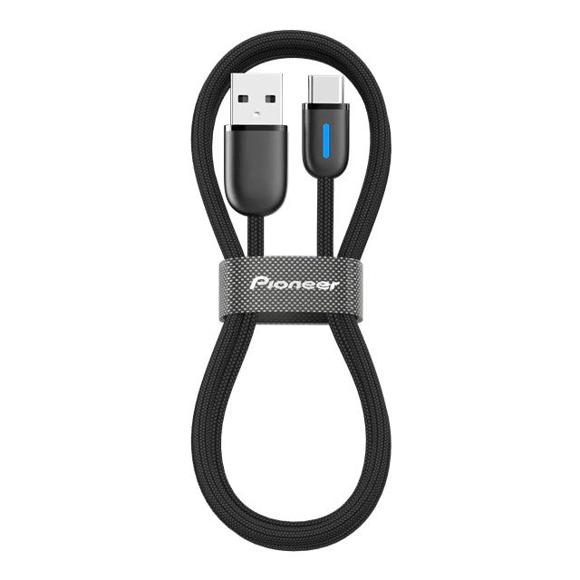 Pioneer CD-U5310AC USB-A to USB-C Cable 1m with Blue Illuminated Connector and Confirmed CarPlay Support