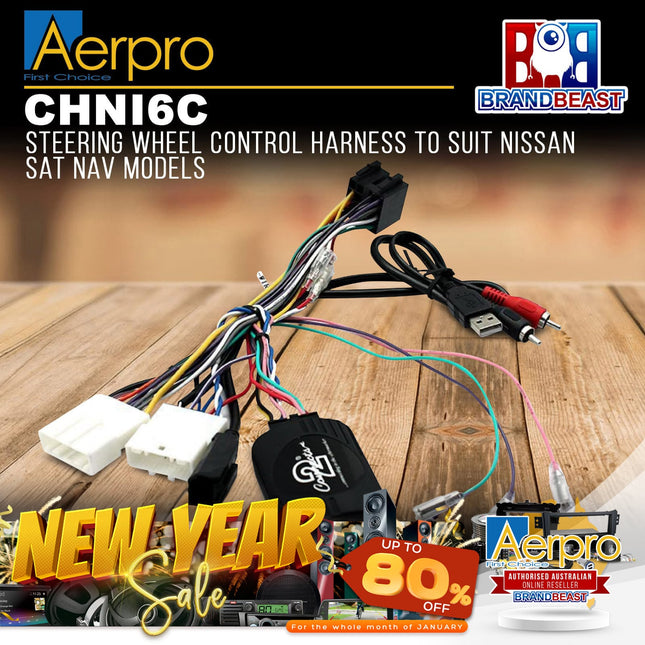 Aerpro CHNI6C Steering Wheel Control Harness Suit Nissan Qashqai/X-Trail Sat Nav