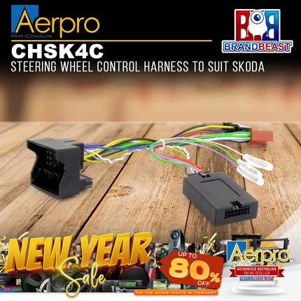 Aerpro CHSK4C Steering Wheel Control Harness Suit Skoda With Quadlock