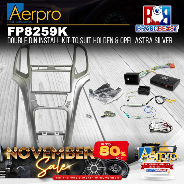 Aerpro FP8259K Double DIN Install Kit Suit Holden & Opel Astra - Platinum Silver