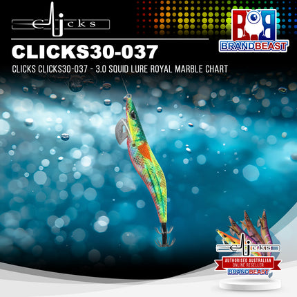 Clicks CLICKS30-037 - 3.0 Squid Lure Royal Marble Chart