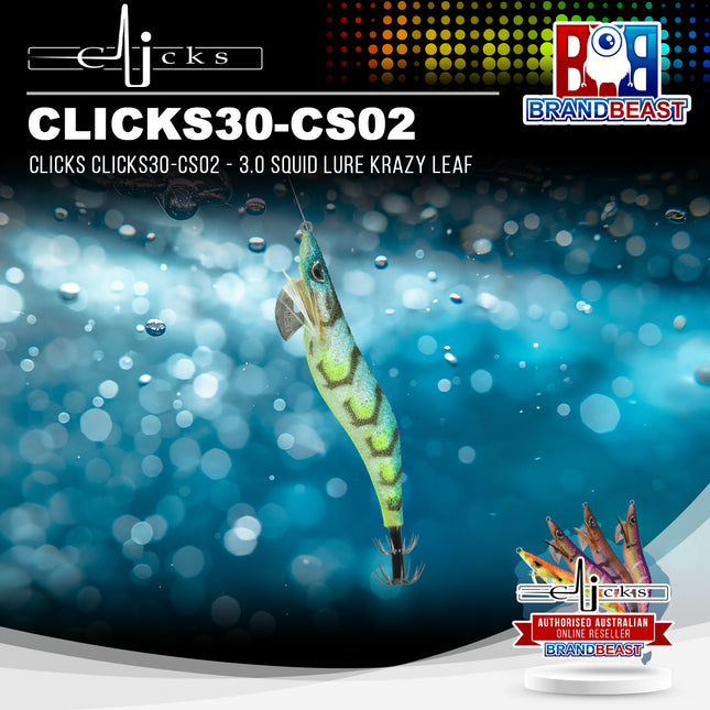 Clicks CLICKS30-CS02 - 3.0 Squid Lure Krazy Leaf