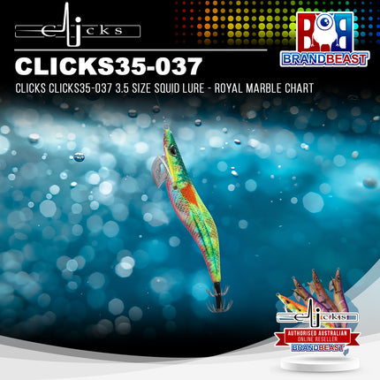 Clicks CLICKS35-037 3.5 Size Squid Lure - Royal Marble Chart