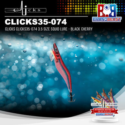 Clicks CLICKS35-074 3.5 Size Squid Lure - Black Cherry