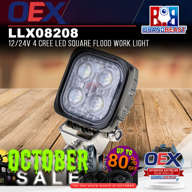 OEX LLX08208 12/24V 4 CREE LED Square Flood Work Light