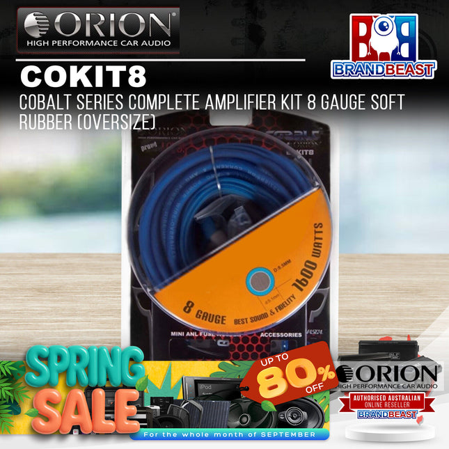 Orion COKIT8 Cobalt Series Complete Amplifier Kit 8 Gauge Soft Rubber (Oversize)