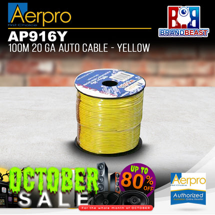 Aerpro AP916Y 20 Gauge 100m Auto Cable - Yellow
