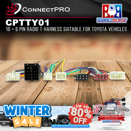 ConnectPRO CPTTY01 10 + 6 Pin Radio T-Harness Suitable Suit Toyota/Subaru Models