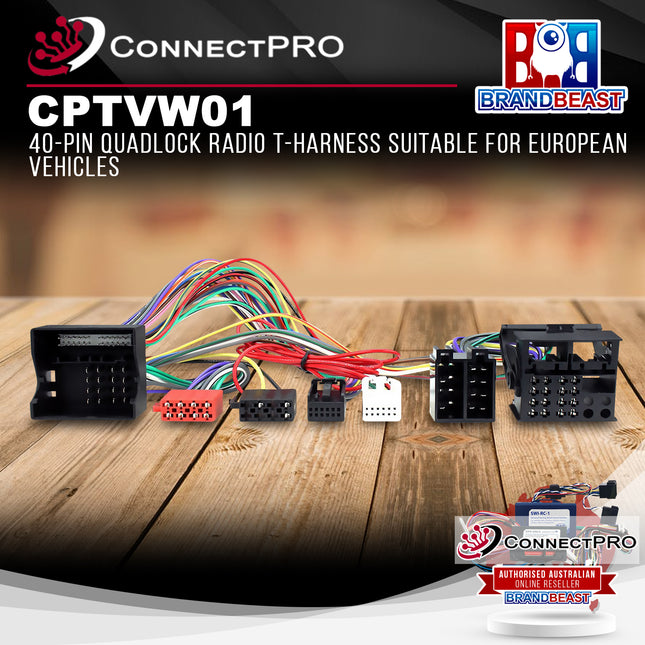ConnectPRO CPTVW01 40-Pin Quadlock Radio T-Harness for European Vehicles