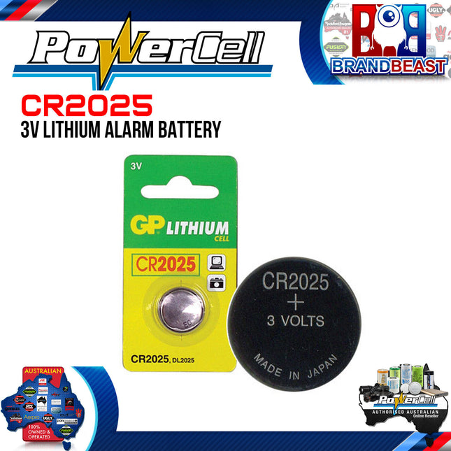 Powercell CR2025 3V Lithium Alarm Battery