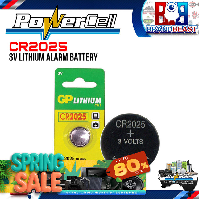Powercell CR2025 3V Lithium Alarm Battery