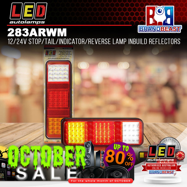 LED Autolamps 283ARWM 12/24V Stop/Tail/Indicator/Reverse Lamp Inbuild Reflector