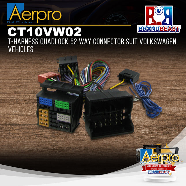 Aerpro CT10VW02 T-Harness Quadlock 52 Way Connector Suit Volkswagen Vehicles