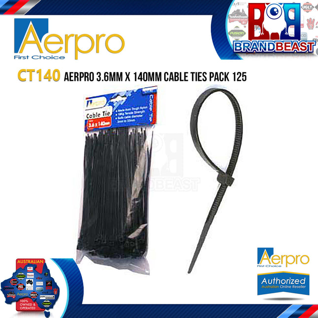Aerpro CT140 3.6mm x 140mm Cable Ties 125 Pack