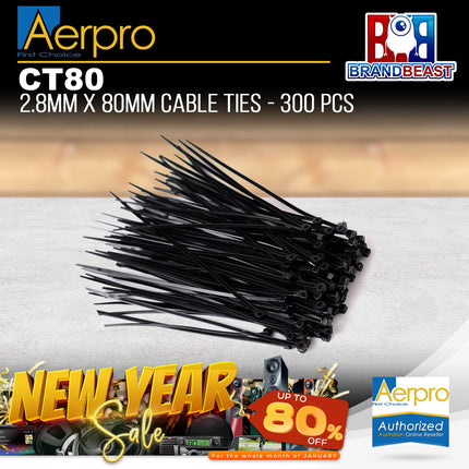 Aerpro CT80 2.8mm x 80mm Cable Ties 300 Pack