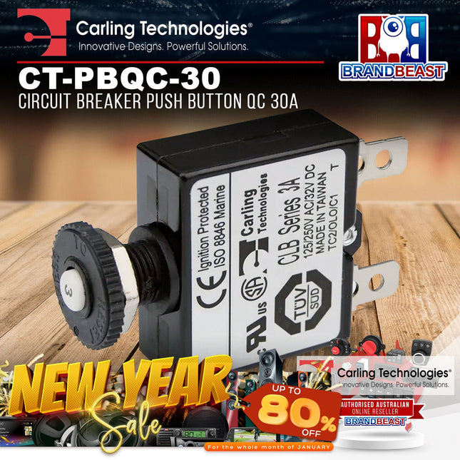 Carling CT-PBQC-30 Circuit Breaker Push Button QC 30A