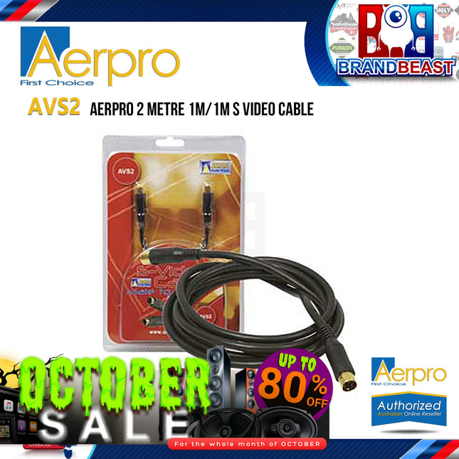 Aerpro AVS2 2 Metre 1 Male to 1 Male S-Video Cable