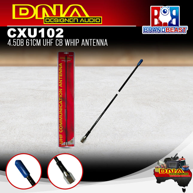 DNA CXU102 4.5dB UHF CB Whip Antenna - 61cm