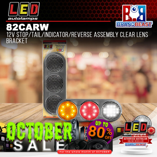 LED Autolamps 82CARW 12V Stop/Tail/Indicator/Reverse Assembly Clear Lens Bracket