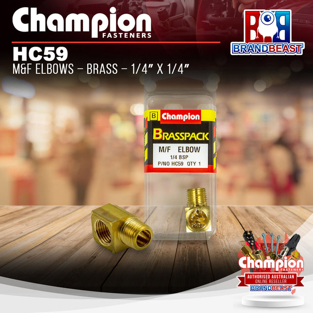 Champion HC59 M&F Elbow Brass 1/4in x 1/4in