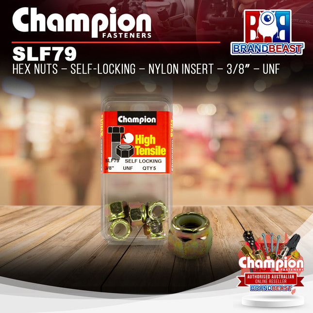 Champion SLF79 Hex Nut Self Locking Nylon Insert 3/8in UNF